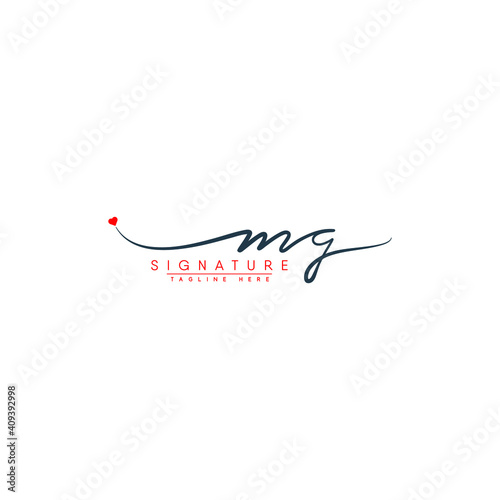 Initial Letter MG Logo - Handwritten Signature Logo