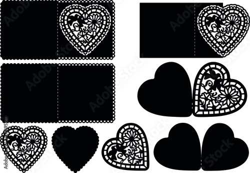 Floral Heart  Valentine's Day Card Templates For Paper Cutting on Silhouette Cameo, Cricut And Other Cutting Machines. These Patterns Are Suitable For Laser Cutting.