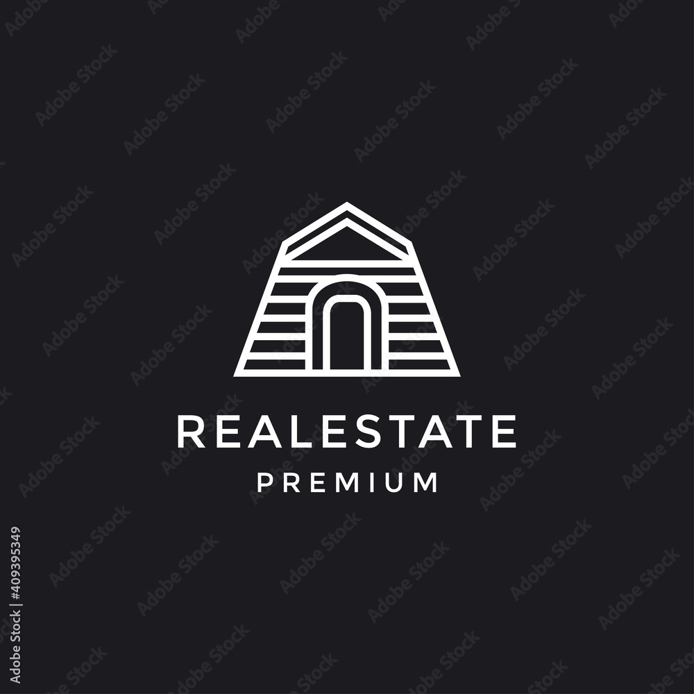 modern abrtract bulding for real estate logo company in black background.