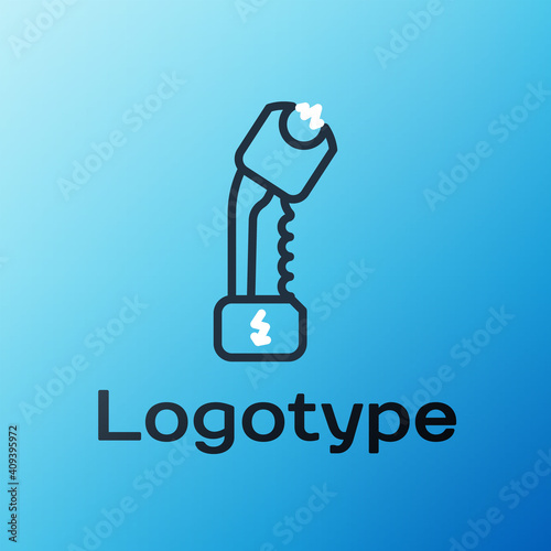 Line Police electric shocker icon isolated on blue background. Shocker for protection. Taser is an electric weapon. Colorful outline concept. Vector Illustration.