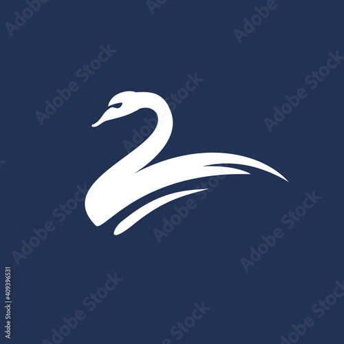 Fototapeta Naklejka Na Ścianę i Meble -  swan logo vector.
Abstract minimalistic logo icon bird silhouette of a swan