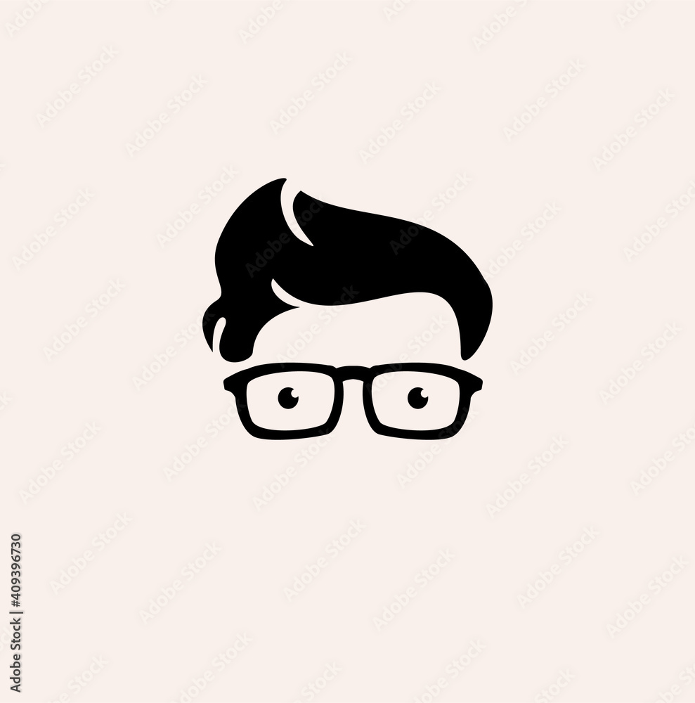 hair and glasses for Geek Logo, Vector Logo template hair and glasses for Geek Logo, Vector Logo template