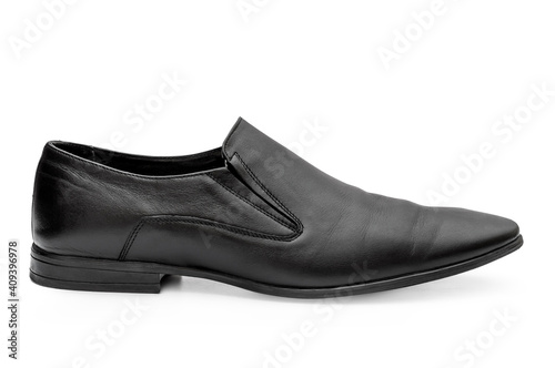 Black classic men's shoe. Isolated on white.