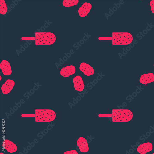 Set Ice cream and Chicken nuggets on seamless pattern. Vector.