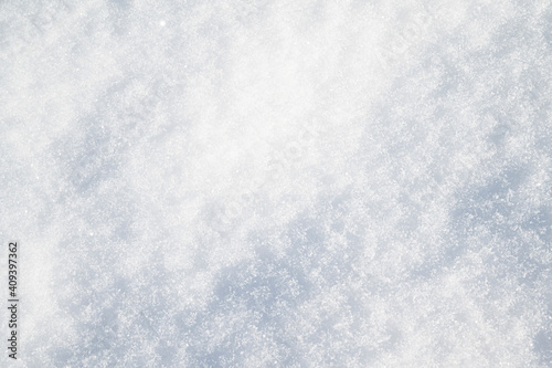 High angle view of snow texture, background with copy space