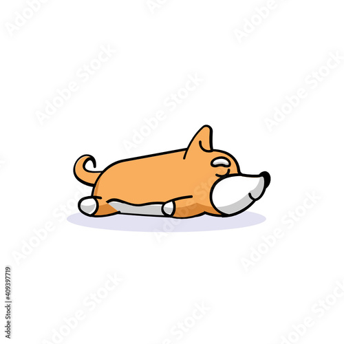 Cute dog lazy sleeping mascot