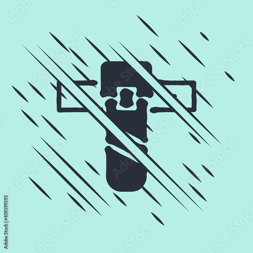 Black Knife holster icon isolated on green background. Glitch style. Vector.