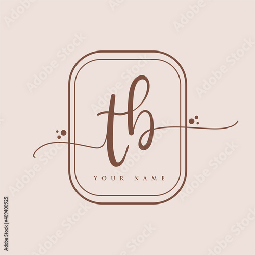 TB Initial handwriting logo. Hand lettering Initials logo branding, Feminine and luxury logo design isolated on elegant background.