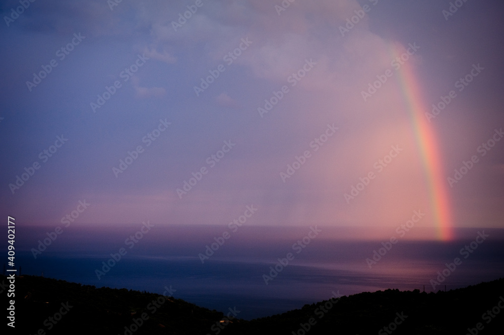 rainbow in the sky over the sea