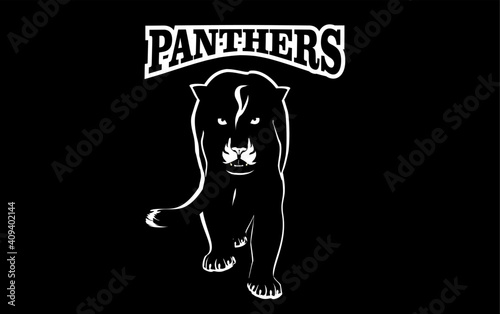 Panthers logo illustration, isolated on black black background vector