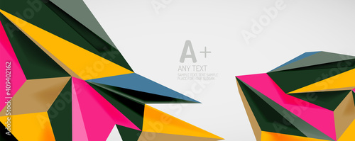 Vector triangle geometric backgrounds. Low poly 3d shape on light backdrop. Vector illustration for covers, banners, flyers and posters and other designs