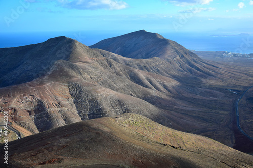 Beautiful volcanic landscape. View from the mountain Atalaya de Femes. Lanzarote  Spain.