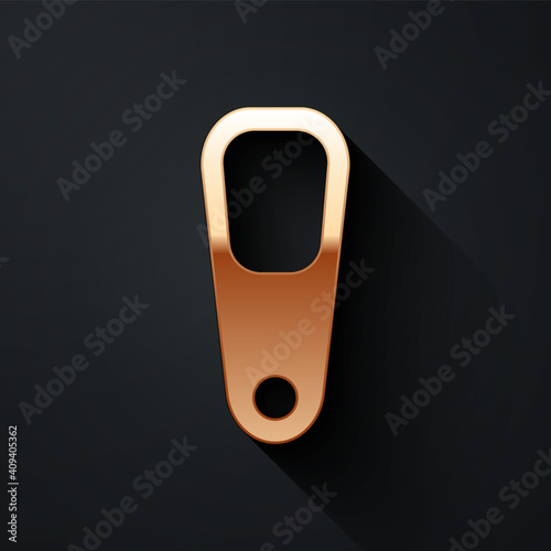 Gold Pumice for feet icon isolated on black background. Foot cleaning. Skin beauty cosmetology leg care. Long shadow style. Vector.