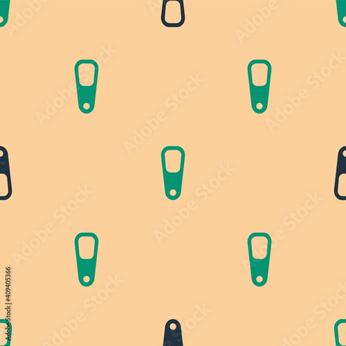 Green and black Pumice for feet icon isolated seamless pattern on beige background. Foot cleaning. Skin beauty cosmetology leg care. Vector.