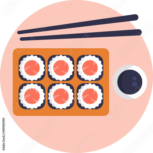 Japanese food icon.  Sushi icon. Vector illustration. 