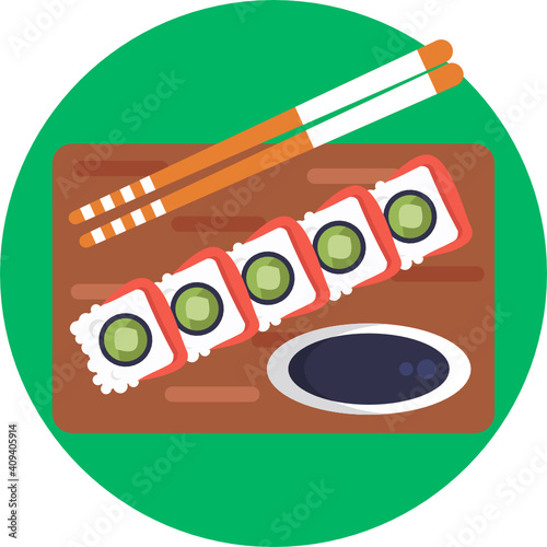 Japanese food icon.  Sushi icon. Vector illustration. 