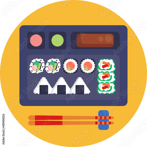Japanese food icon.  Sushi icon. Vector illustration. 
