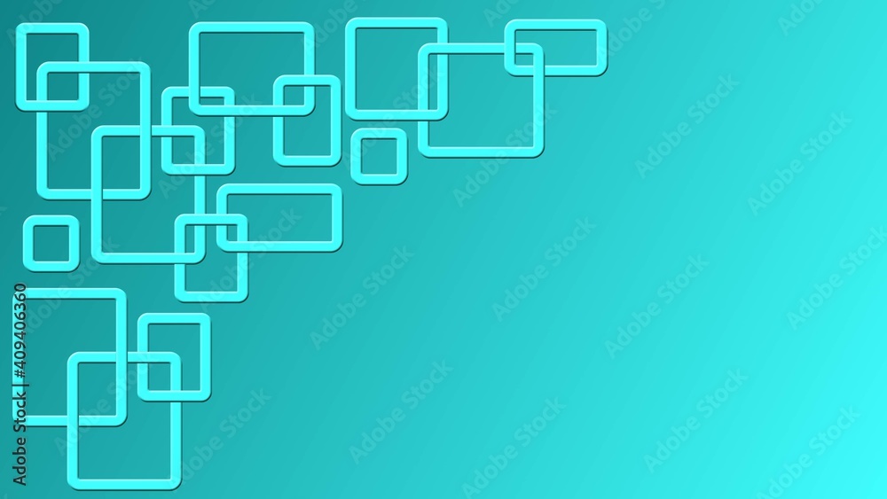 Modern design of graphic elements in turquoise color - rectangle frames arranged in ornament structure on background with gradient - space for your text - 3D Illustration Modern design of graphic elements in turquoise color - rectangle frames arranged in ornament structure on background with gradient - space for your text - 3D Illustration