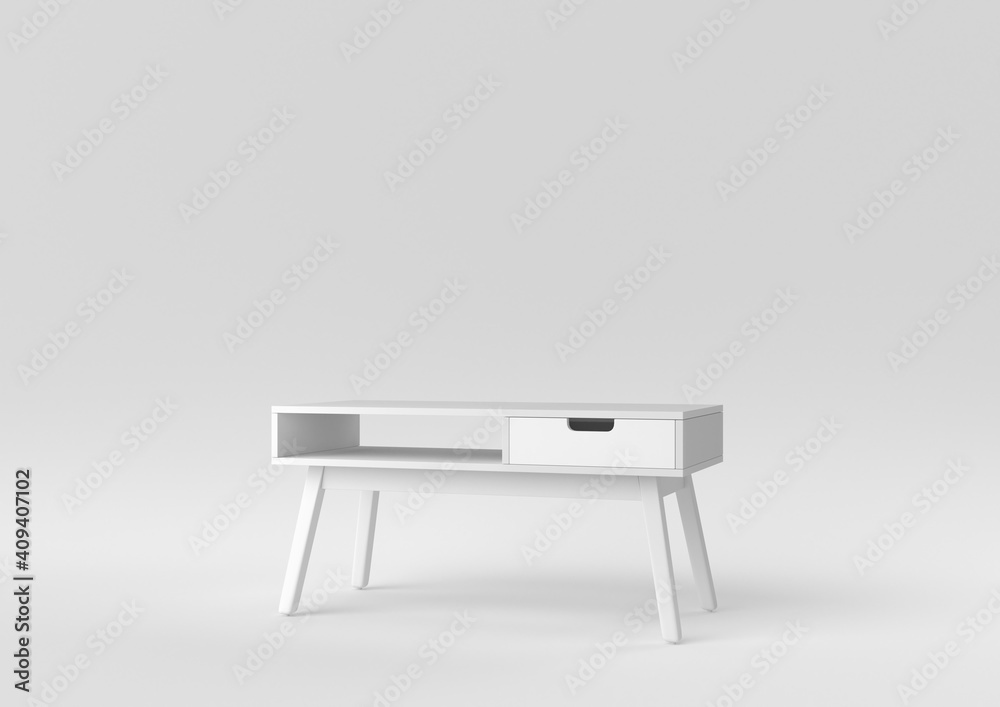 White modern sideboard on white background. minimal concept idea. monochrome. 3d render. White modern sideboard on white background. minimal concept idea. monochrome. 3d render.