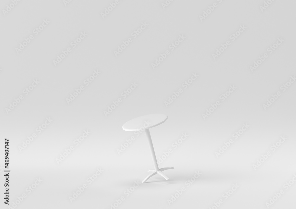 White round table on white background. minimal concept idea. monochrome. 3d render. White round table on white background. minimal concept idea. monochrome. 3d render.