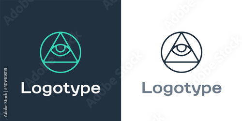 Logotype Masons symbol All-seeing eye of God icon isolated on white background. The eye of Providence in the triangle. Logo design template element. Vector.