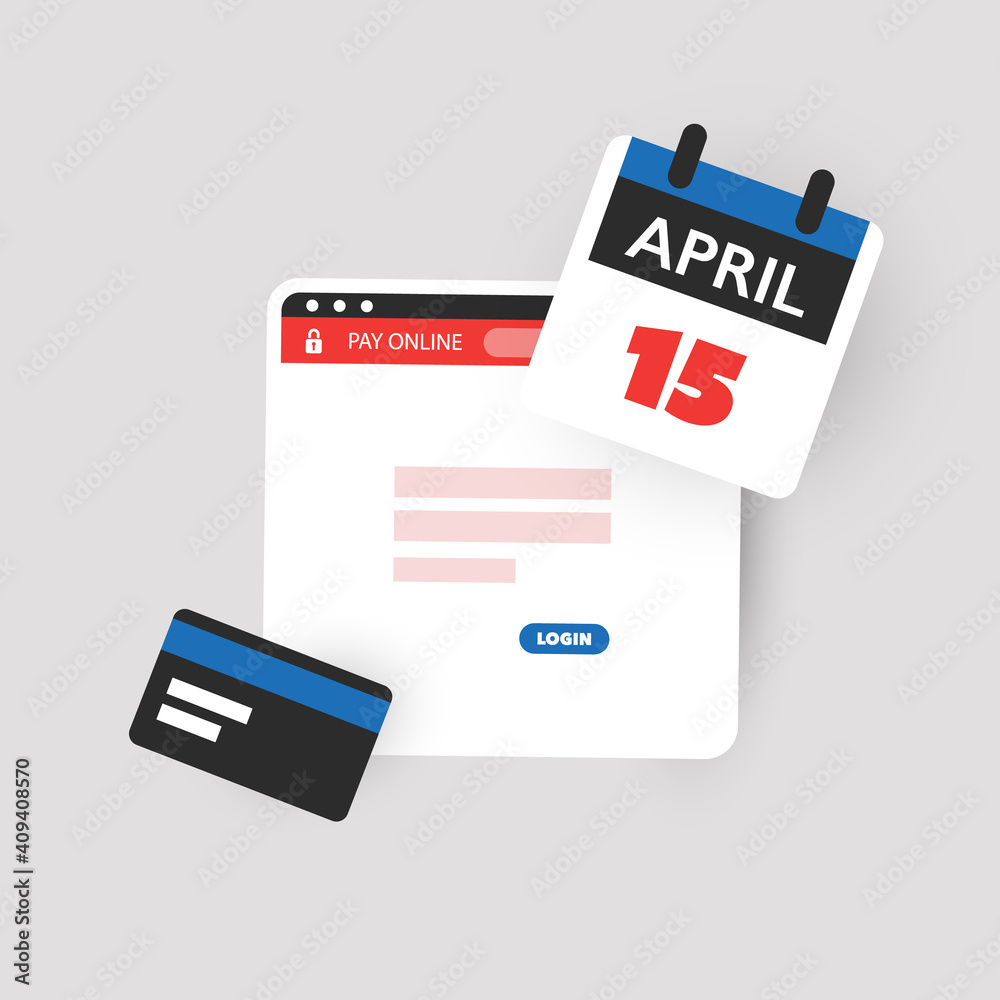 USA Tax Day Concept, Design Template - Tax Deadline, Due Date for Federal Income Tax Returns: 15th April USA Tax Day Concept, Design Template - Tax Deadline, Due Date for Federal Income Tax Returns: 15th April