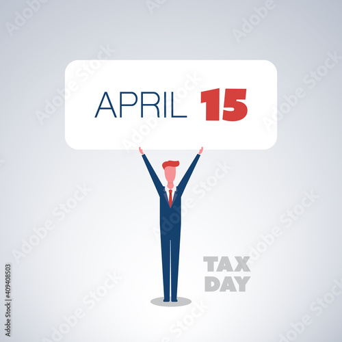 USA Tax Day Concept, Design Template - Tax Deadline, Due Date for Federal Income Tax Returns: 15th April