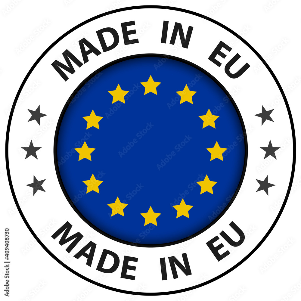 Made in EU icon, vector circle europe button. Made in EU icon, vector circle europe button.
