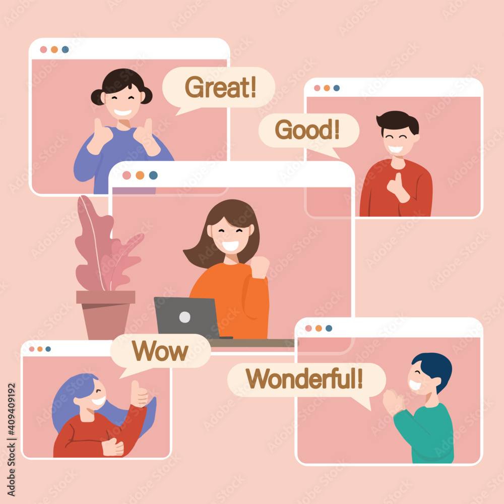 concept of Increased work efficiency in response to positive responses from work colleagues. coworker support each others for happy work. flat design vector illustration.. concept of Increased work efficiency in response to positive responses from work colleagues. coworker support each others for happy work. flat design vector illustration..