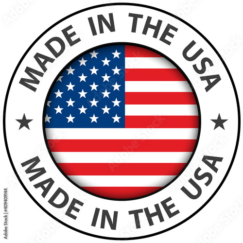 Made in the USA icon, vector circle american button.