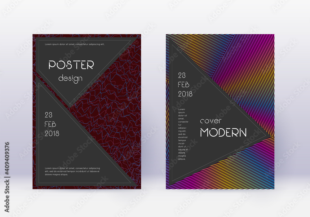 Black cover design template set. Rainbow abstract Black cover design template set. Rainbow abstract