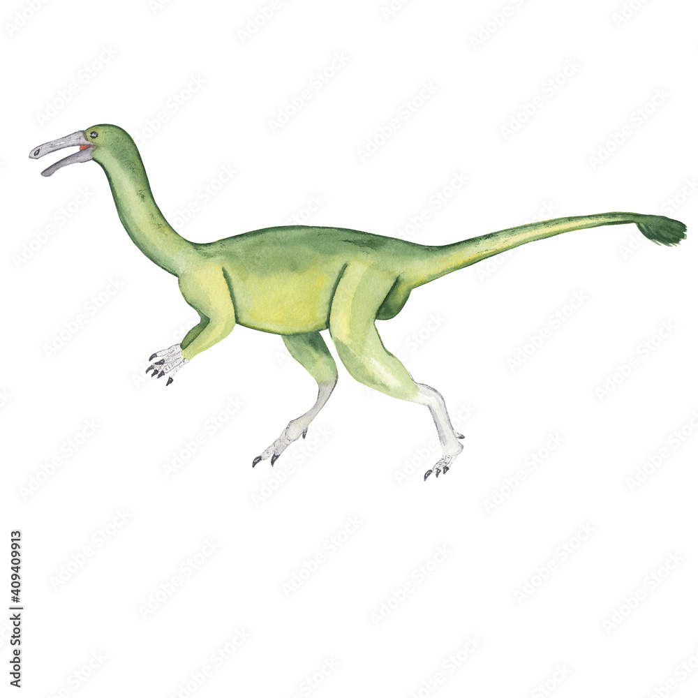 Obraz premium Watercolor dinosaur illustration Cute dino High resolution hand painted artwork. Watercolor animal isolated on white Baby shower, nursery, kids, card, invitation.