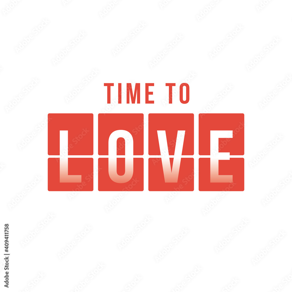 Fototapeta premium Time to love analog flip clock