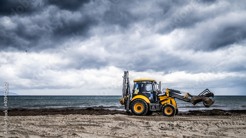 bulldozer on the beach