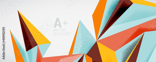Vector triangle geometric backgrounds. Low poly 3d shape on light backdrop. Vector illustration for covers, banners, flyers and posters and other designs © antishock