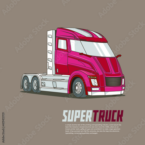 Modern truck without container. Expedition vehicle vector illustration.