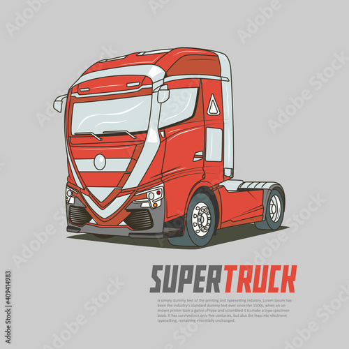 Modern truck without container. Expedition vehicle vector illustration.