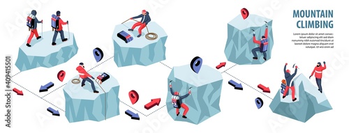 Mountain Climbing Isometric Infographics