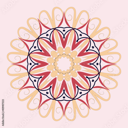 The illustration is a rich background. Abstract rounded line geometric shapes. Radial banner. Vintage decorative elements. Circular pattern. Jpeg illustration