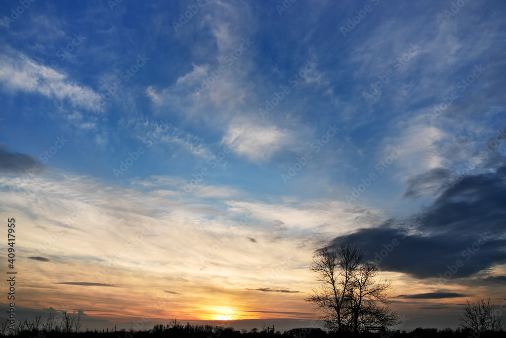 high resolution replacement sky - golden hour sunset sky