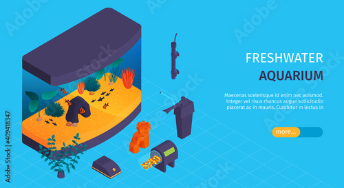 Aquarium Isometric Banner