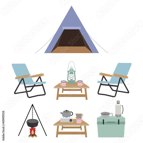 キャンプ道具　イラストセット