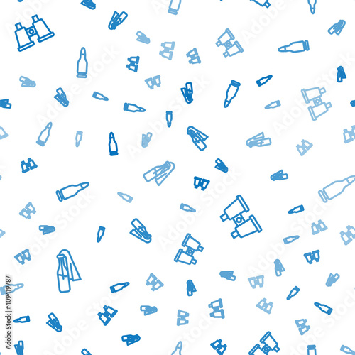 Set line Cocktail molotov, Binoculars and Bullet on seamless pattern. Vector.