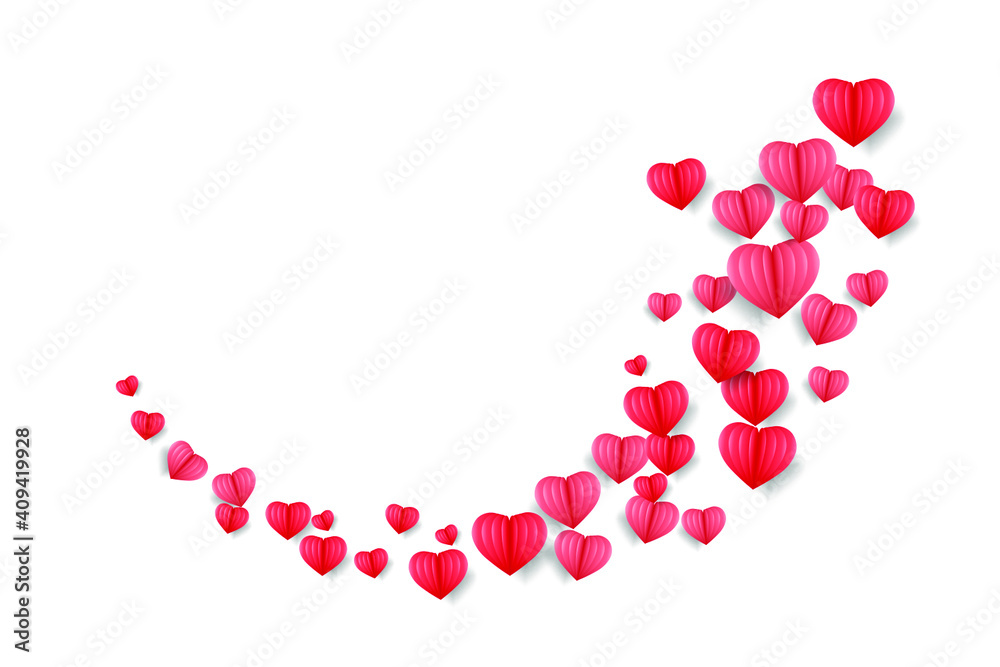 Flying hearts. Holiday background for Valentine's day, Wedding, Mother's Day.