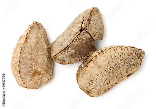 Brazil nuts on white background photo