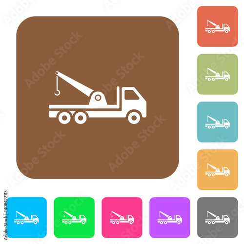 Crane truck rounded square flat icons