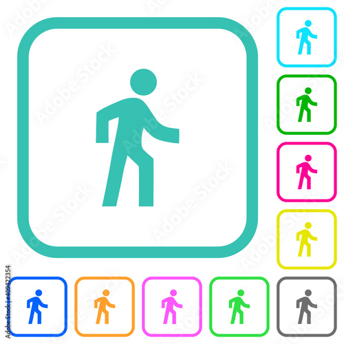 Man walking right vivid colored flat icons
