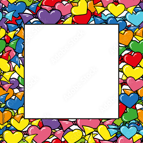 square Greeting card Happy Valentines Day with hearts