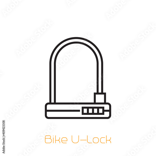 Bike U-Lock vector line icon on white