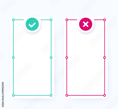positive and negative, pros and cons lists, vector design